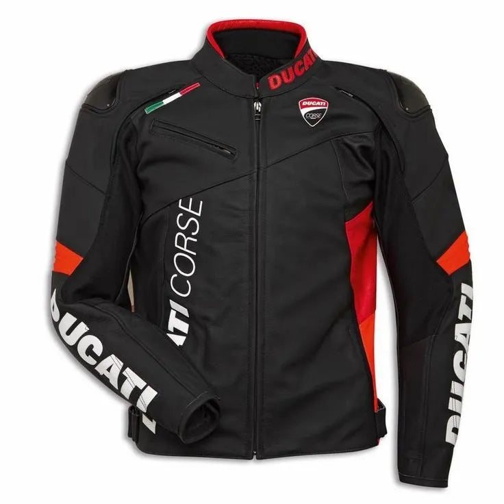 Ducati Black/Red New Men's Handmade Cowhide Motorbike Racing Leather Jacket For Motorcycle Riders