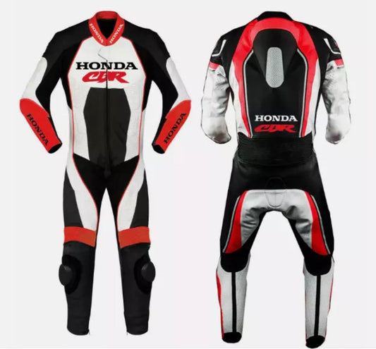 NEW HONDA CBR MEN'S RACING MOTORCYCLE MOTO GP BIKER Cowhide LEATHER SUIT RED